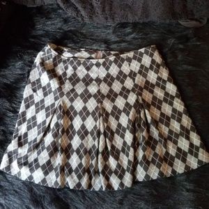 Vintage Express Tricot Gray Pleated Argyle Skirt